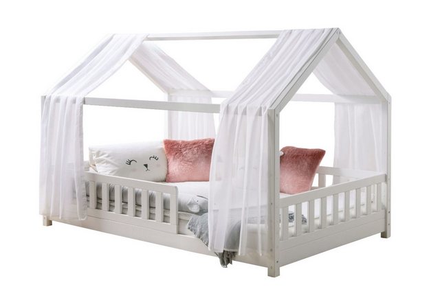 Ticaa Hausbett Kim mit Rausfallschutz aus Kiefer massiv, Kinderbett 120x200 günstig online kaufen