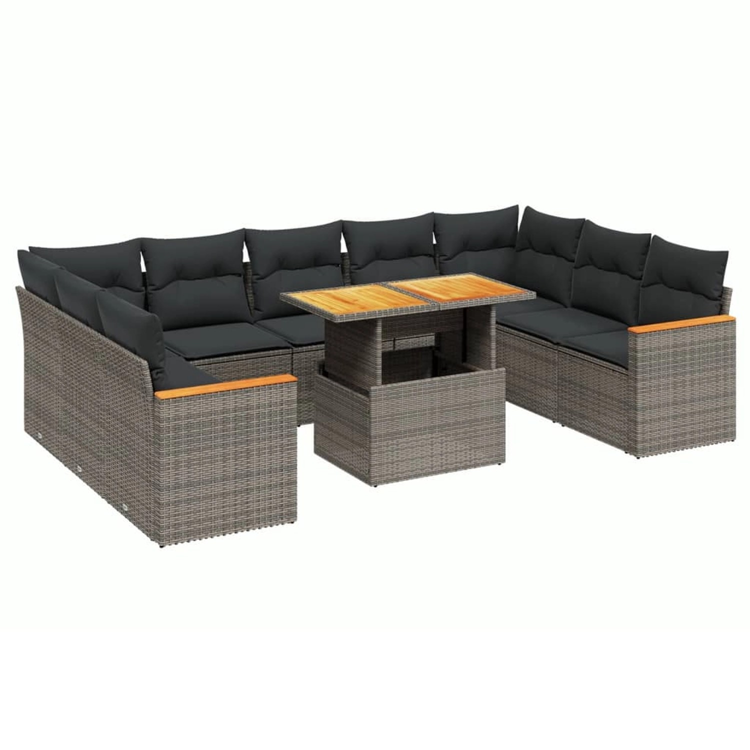 vidaXL 10-Tlg Garten-Sofagarnitur mit Kissen Grau Poly Rattan 3273223 günstig online kaufen