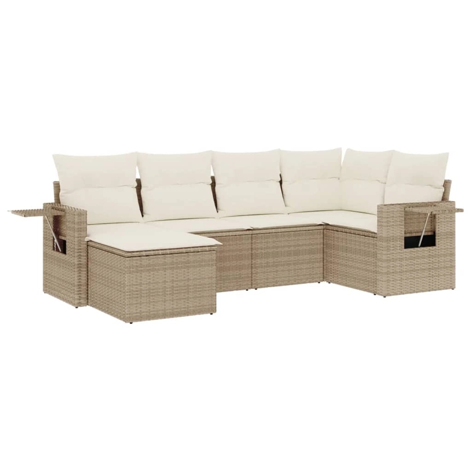 vidaXL 6-Tlg Garten-Sofagarnitur mit Kissen Beige Poly Rattan 3252795 günstig online kaufen