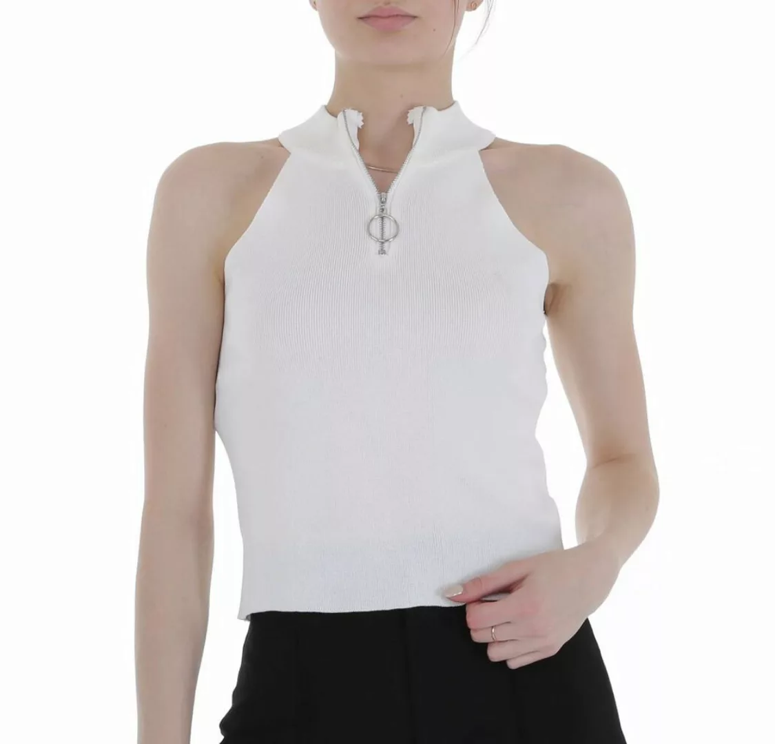 Ital-Design Tanktop Damen Freizeit Cold Shoulder Stretch Top in Weiß günstig online kaufen