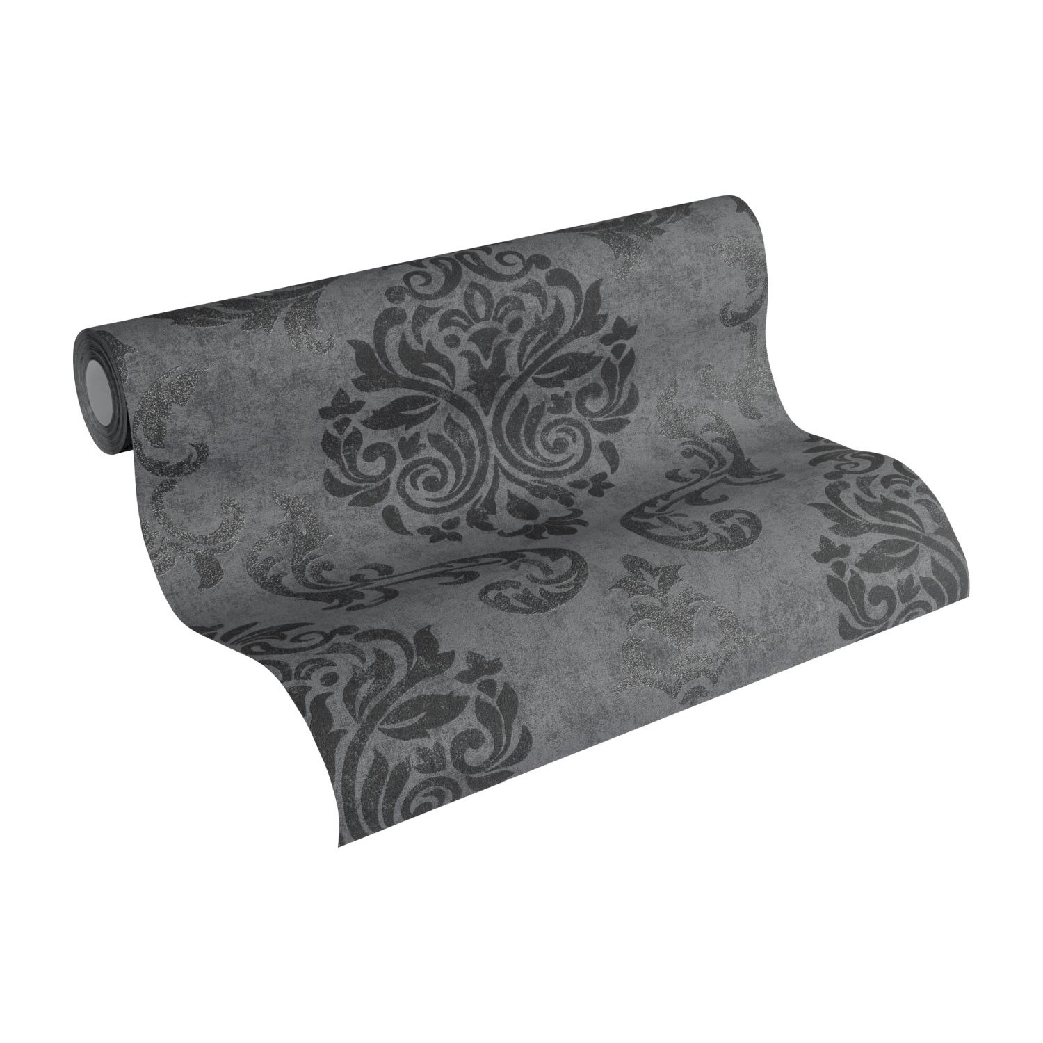 Livingwalls Tapete Barockmuster Schwarz Silber und Grau 53 cm x 10,05 m AS- günstig online kaufen