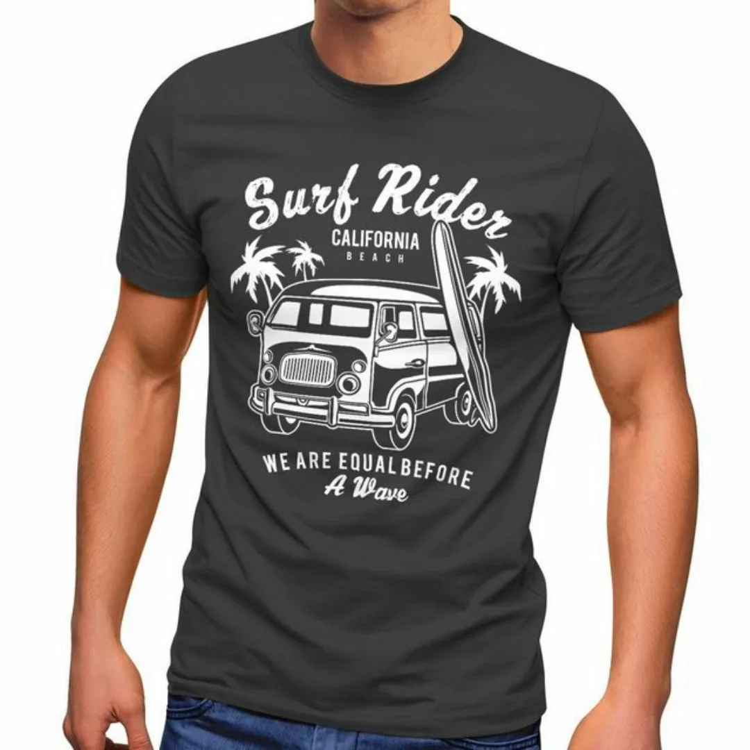 Neverless Print-Shirt Herren T-Shirt Bus Surfing Retro Slim Fit mit Print günstig online kaufen