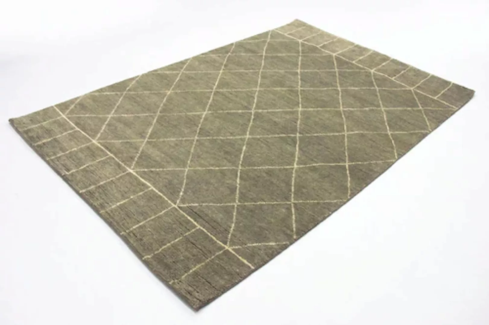 morgenland Wollteppich »Designer Teppich handgeknüpft grün«, rechteckig günstig online kaufen