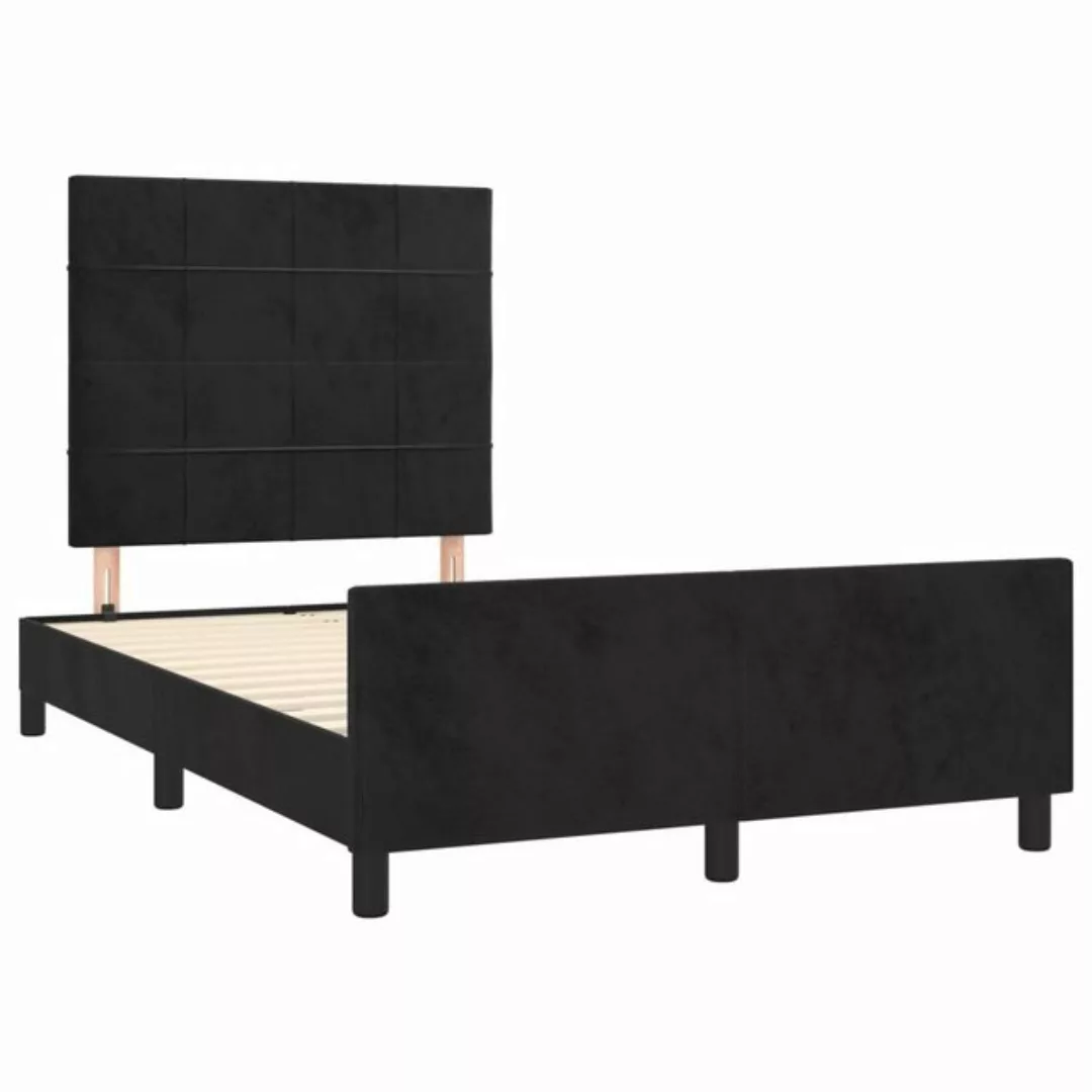 vidaXL Bettgestell Bettrahmen mit Kopfteil Schwarz 120x200 cm Samt Bett Bet günstig online kaufen