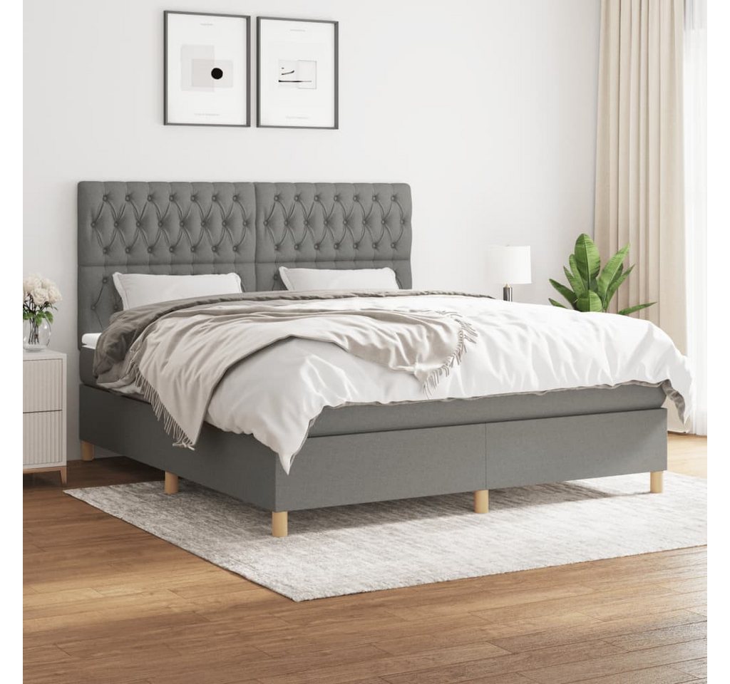 vidaXL Boxspringbett Boxspringbett mit Matratze Dunkelgrau 180x200 cm Stoff günstig online kaufen