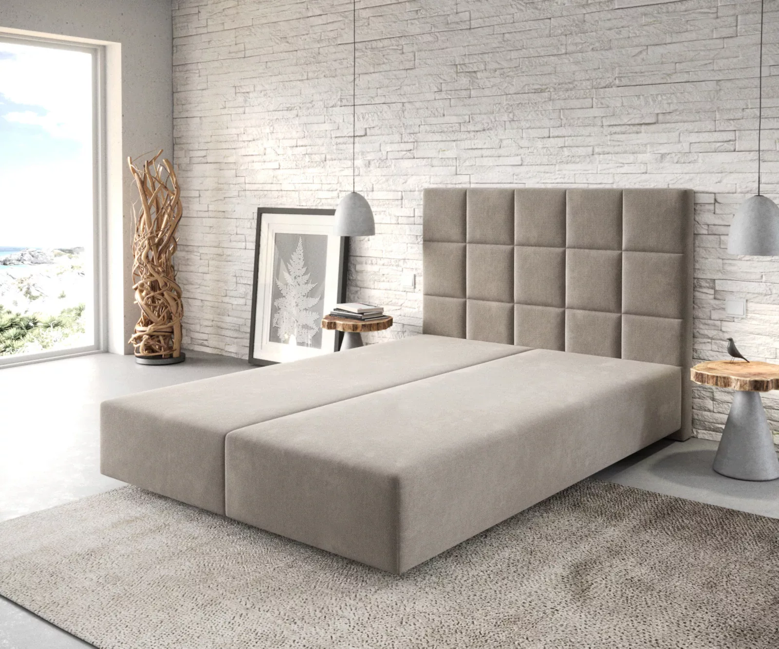 DELIFE Boxspringbett Dream-Fine, Mikrofaser Beige 140x200 cm günstig online kaufen