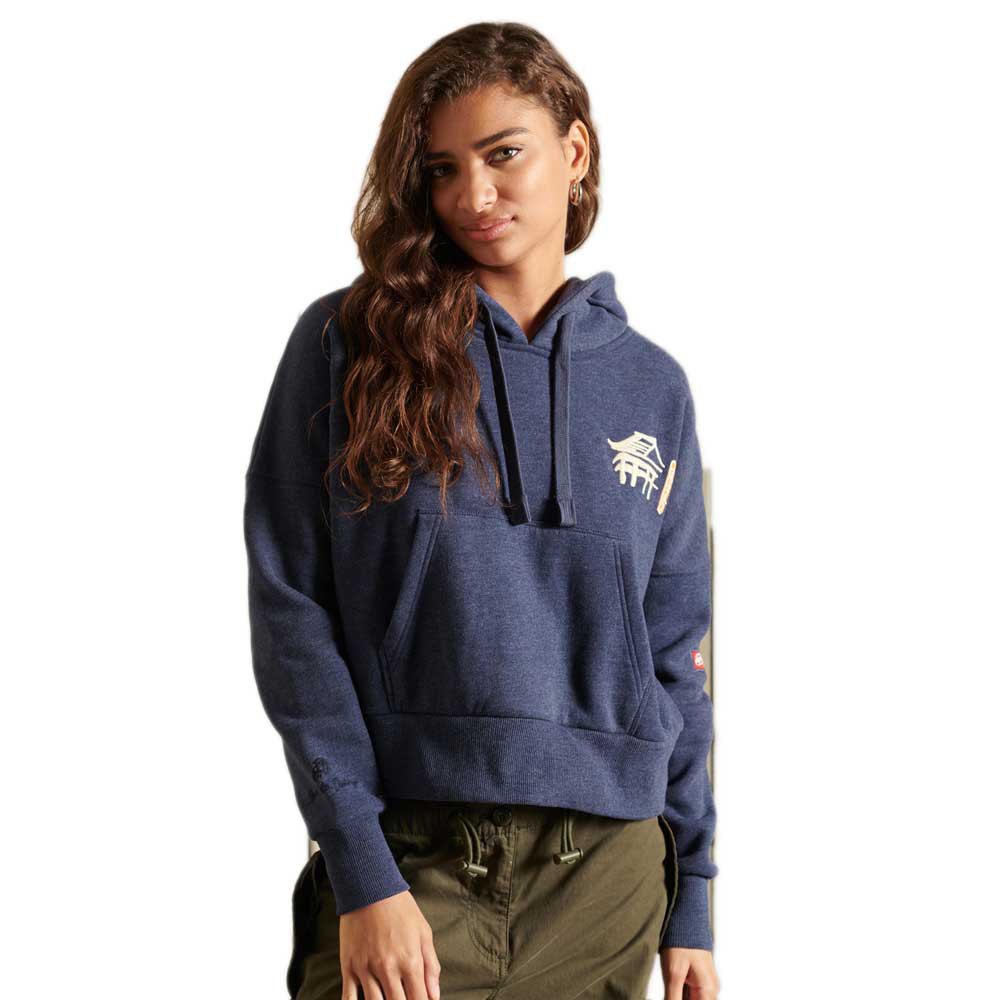 Superdry Vintage Embellished Boxy Hood Pullover XS Mood Indigo günstig online kaufen