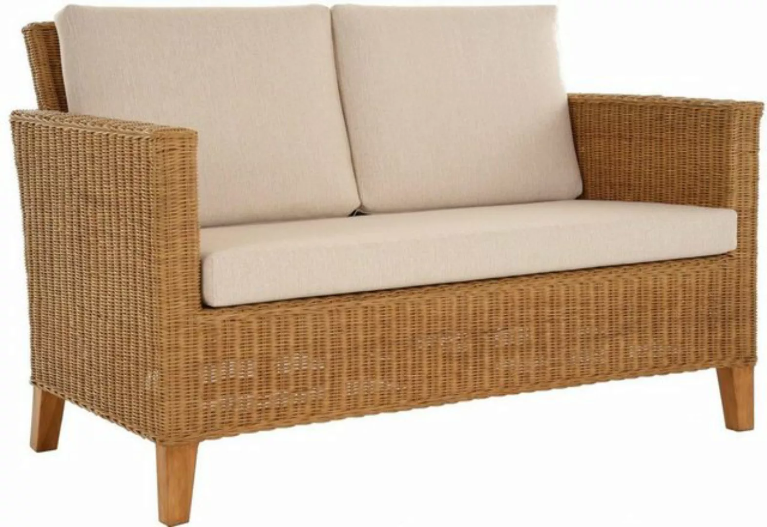 Krines Home Loungesofa Rattan-Sofa 2-Sitzer Lounge Couch aus echtem Rattan günstig online kaufen