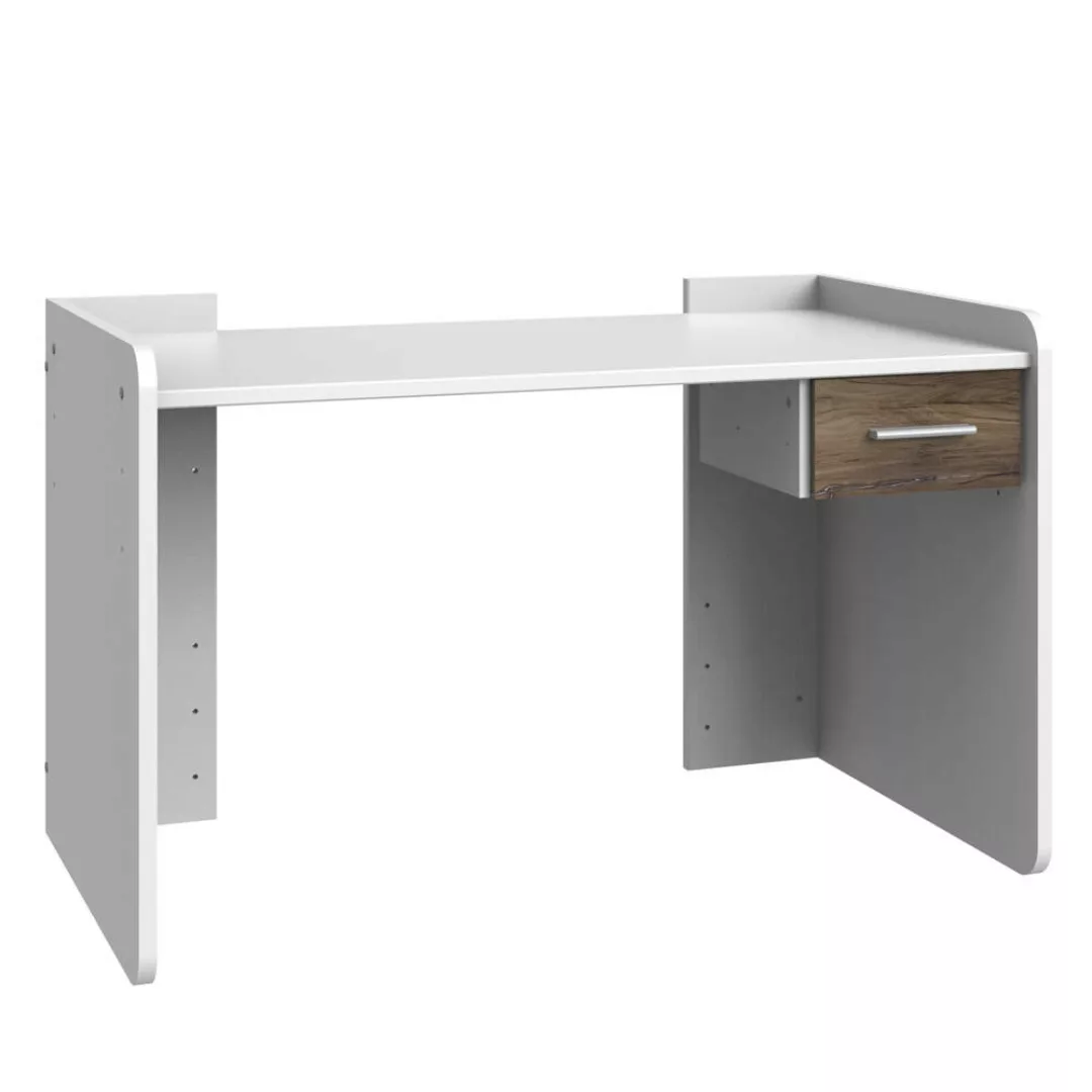 Schreibtisch Jugendzimmer höhenverstellbar JOHANNESBURG-43 in weiß mit Eich günstig online kaufen