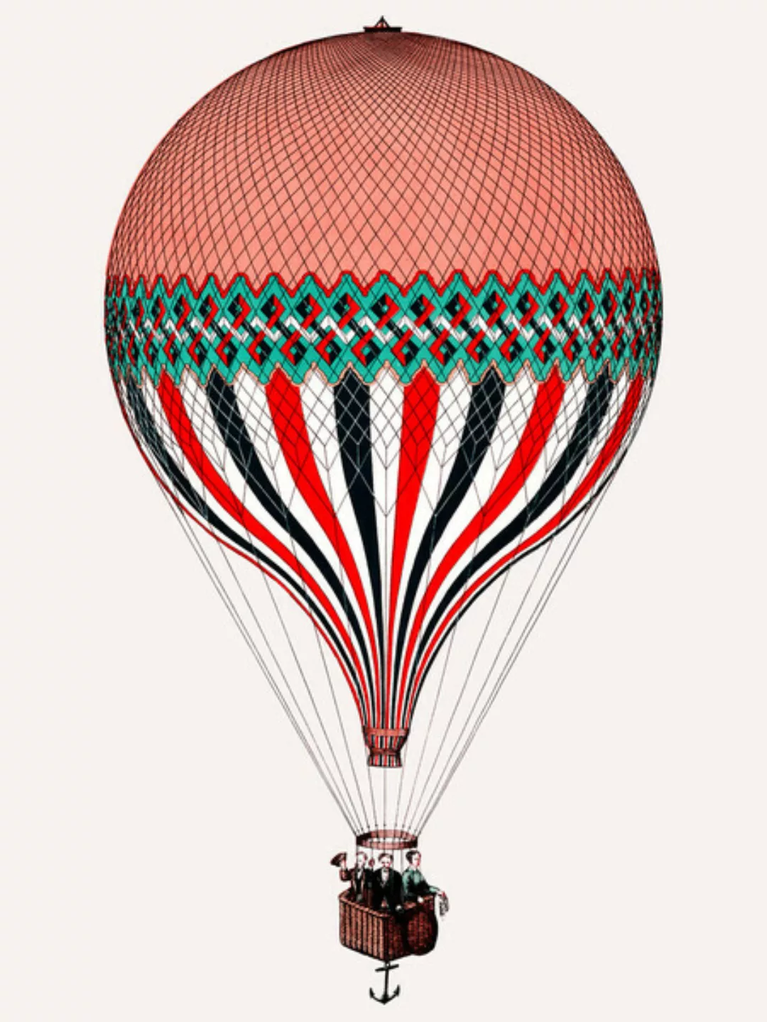 Poster / Leinwandbild - Vintage Illustration Heißluftballon günstig online kaufen