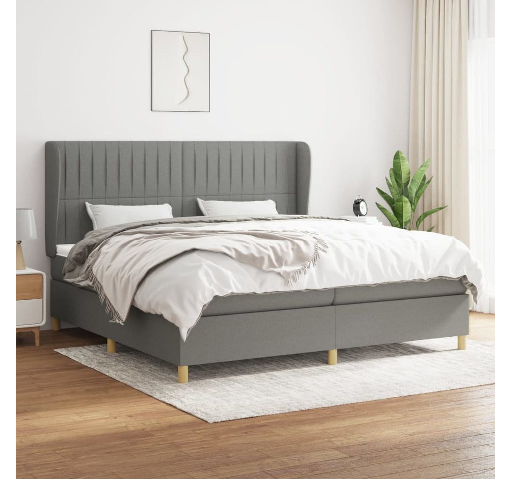 vidaXL Boxspringbett Boxspringbett mit Matratze Dunkelgrau 200x200 cm Stoff günstig online kaufen