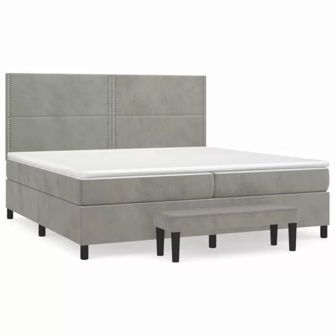 vidaXL Boxspringbett Boxspringbett mit Matratze Hellgrau 200x200 cm Samt Be günstig online kaufen