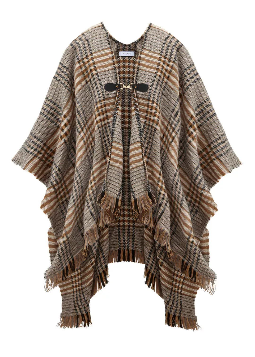 LASCANA Strickponcho modisches Karo Muster & Schnalle, Karotuch, Poncho, Ca günstig online kaufen