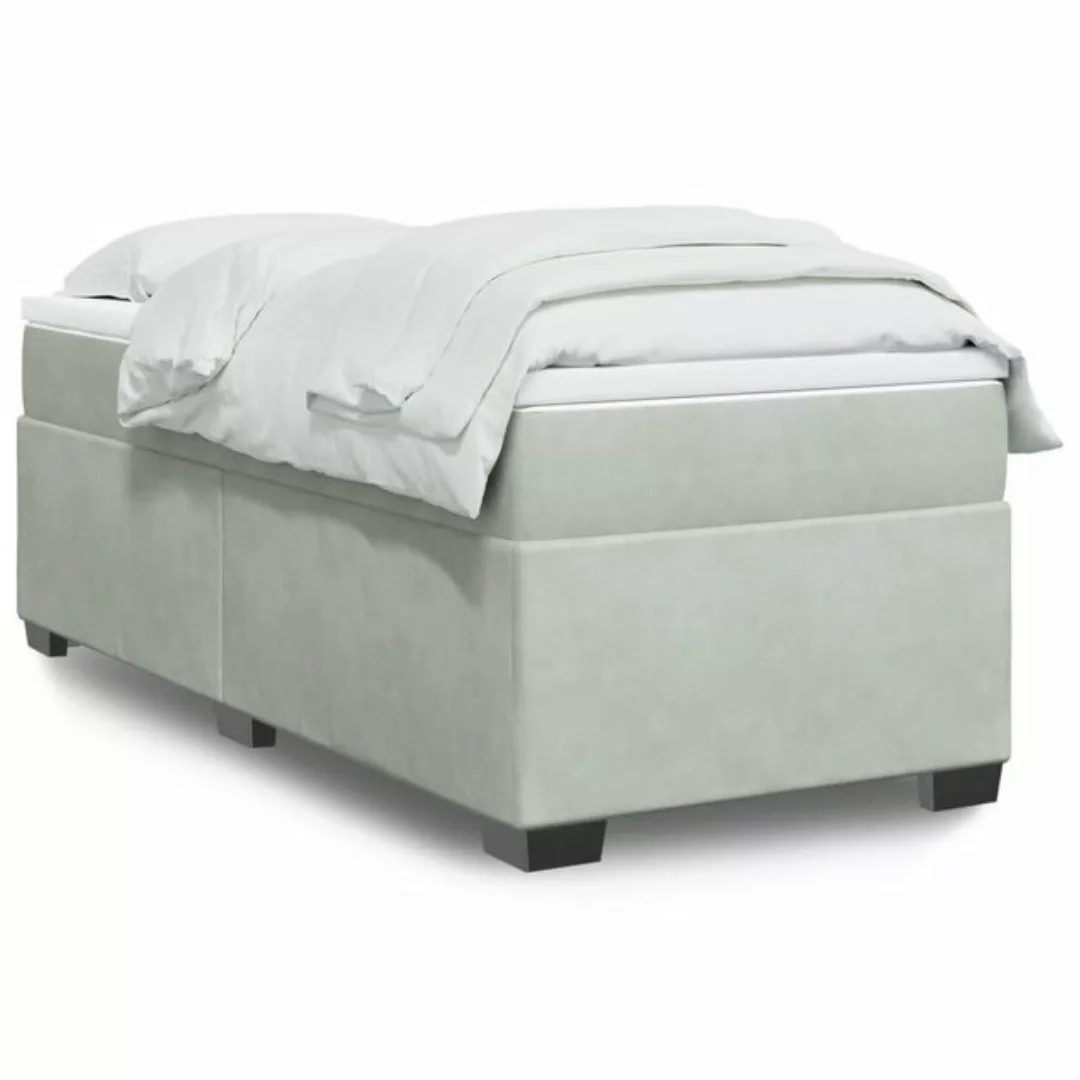 furnicato Bettgestell Boxspringbett mit Matratze Hellgrau 80x200 cm Samt günstig online kaufen