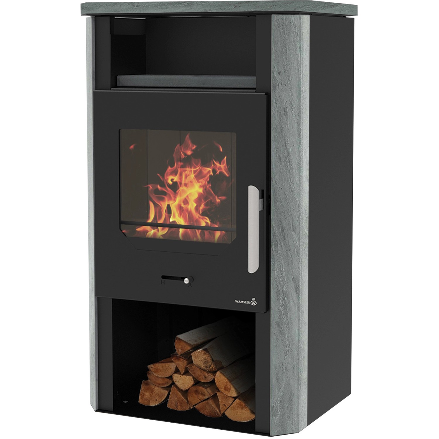 Wamsler Cube NS Kaminofen Stahl Naturstein 6 kW günstig online kaufen