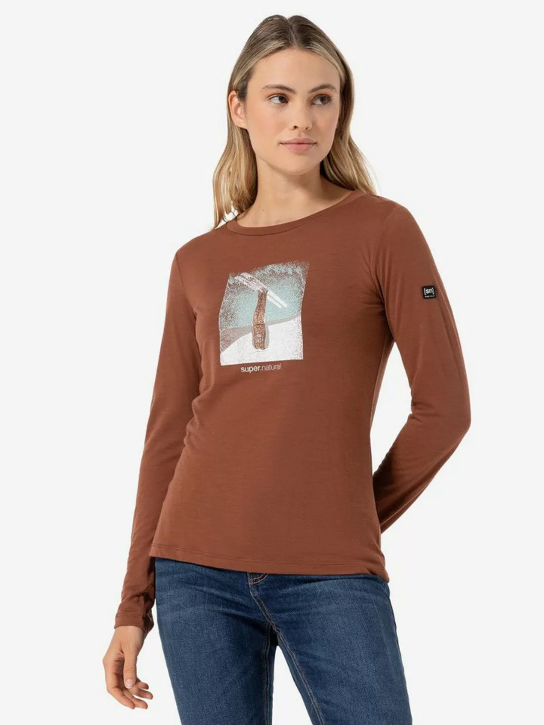 SUPER.NATURAL Sweatshirt für Damen, Merino HEADER Ski Motiv, atmungsaktiv günstig online kaufen