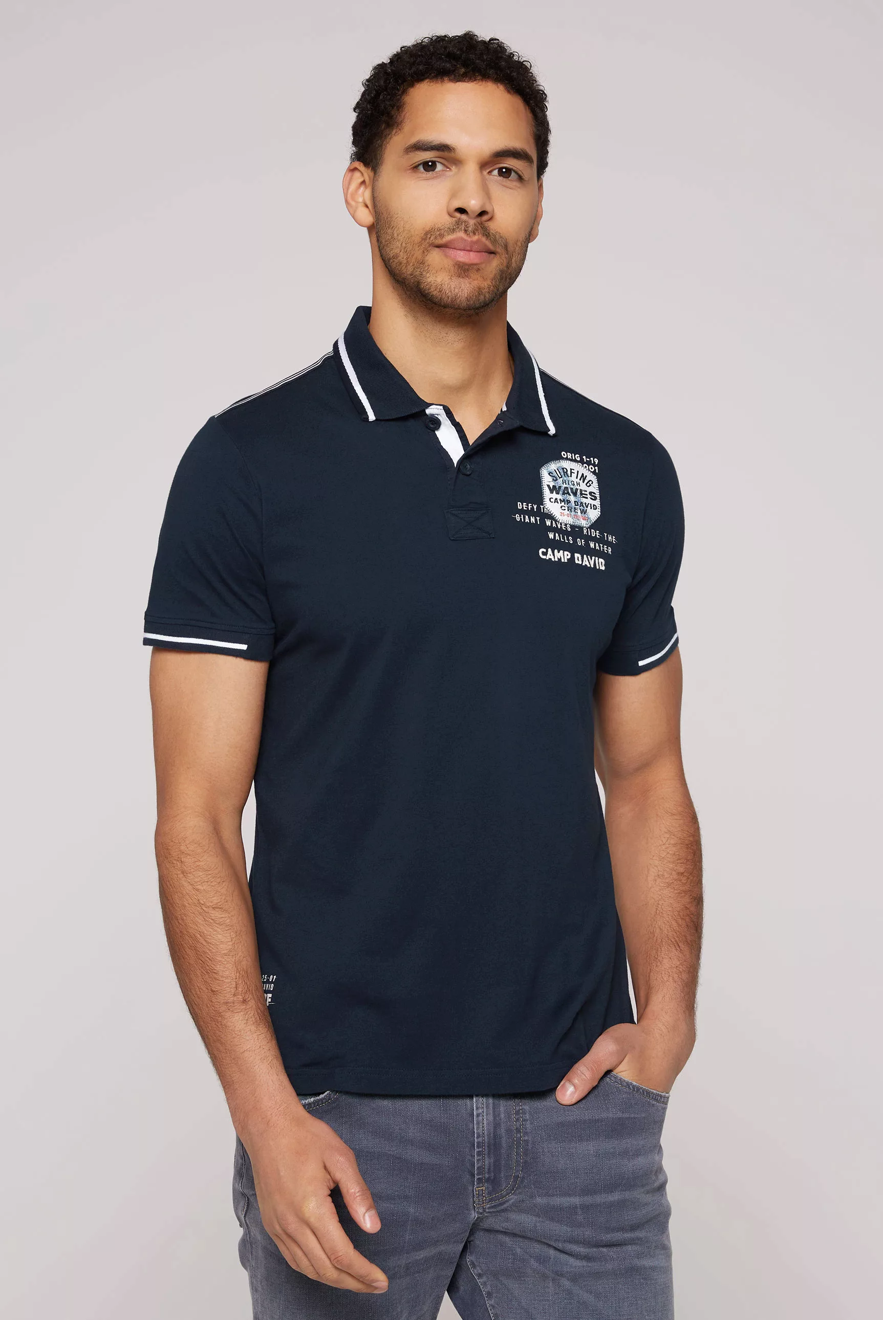 CAMP DAVID Poloshirt mit kontrastreichen Details günstig online kaufen