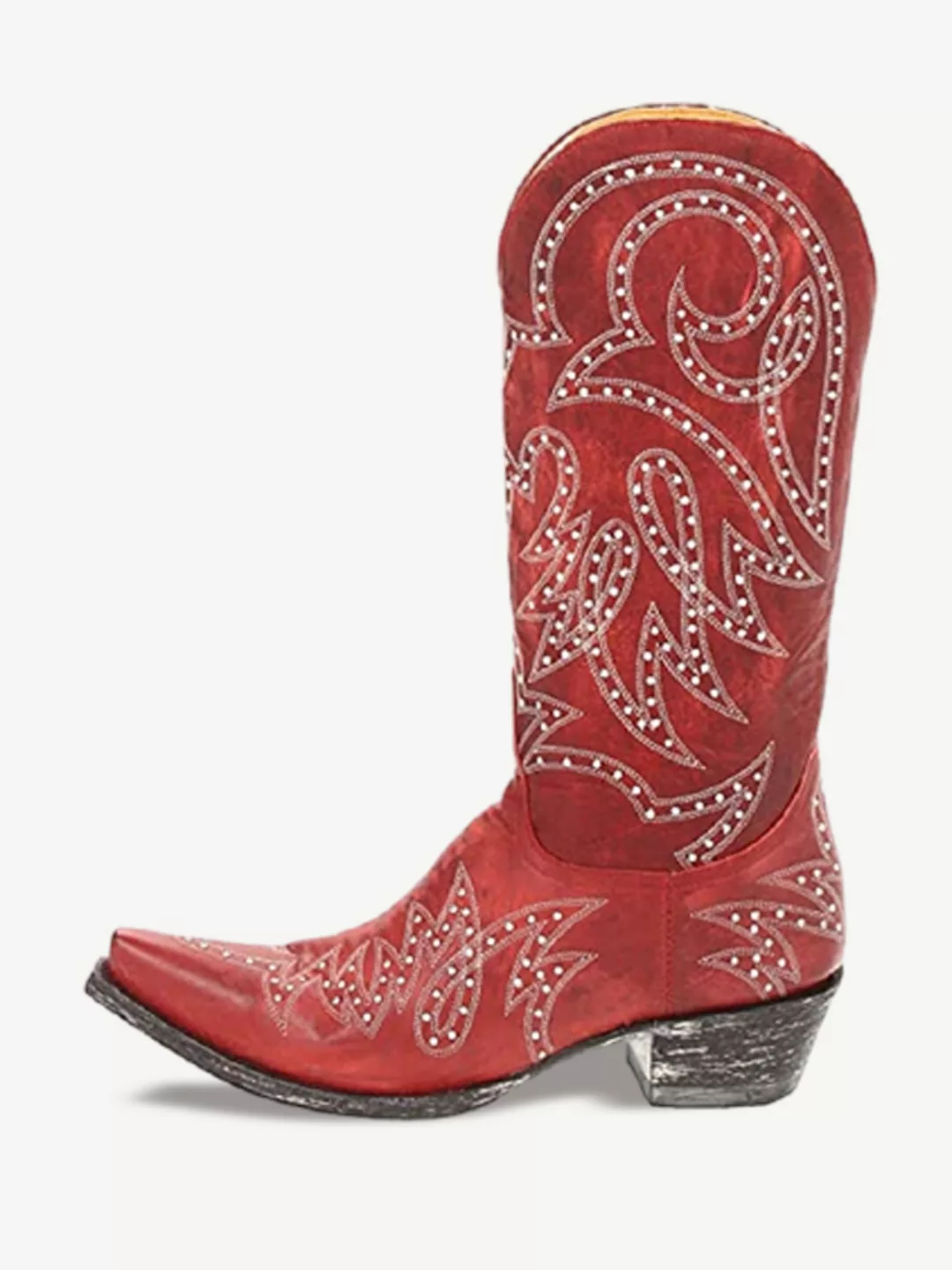 Große Größe Retro Damen Niet Muster Casual Pointed Toe Cowboy Stiefel günstig online kaufen