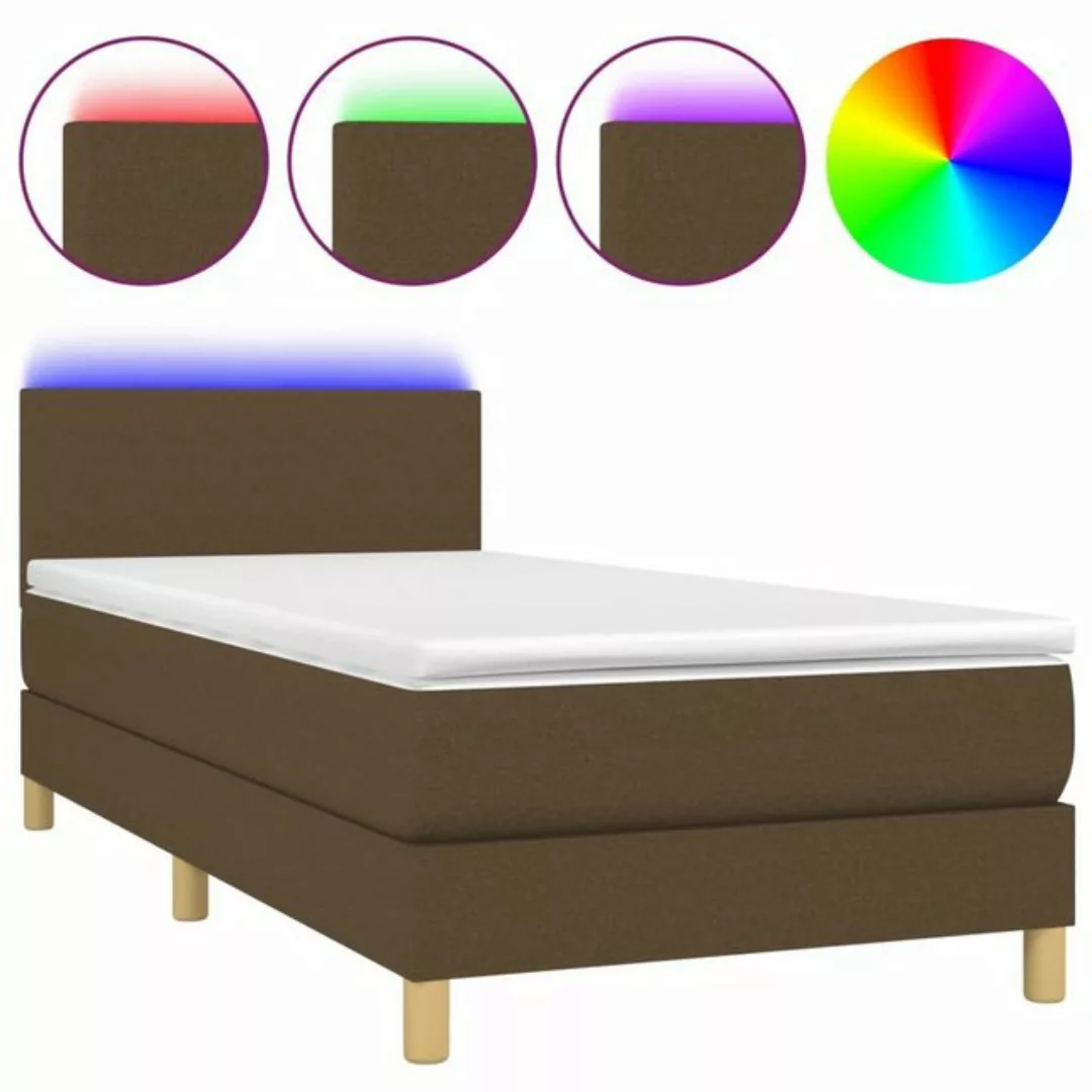 vidaXL Boxspringbett Boxspringbett mit Matratze LED Dunkelbraun 90x200 cm S günstig online kaufen