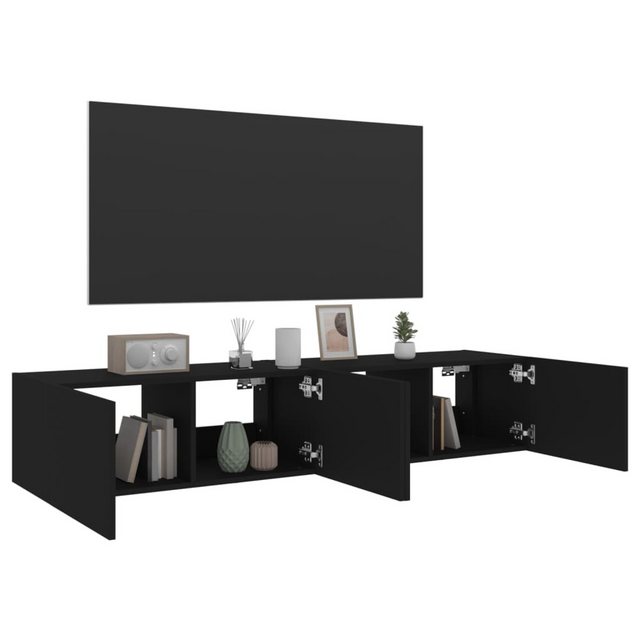 vidaXL TV-Schrank TV-Wandschränke mit LED-Leuchten 2 Stk Schwarz 80x35x31 c günstig online kaufen