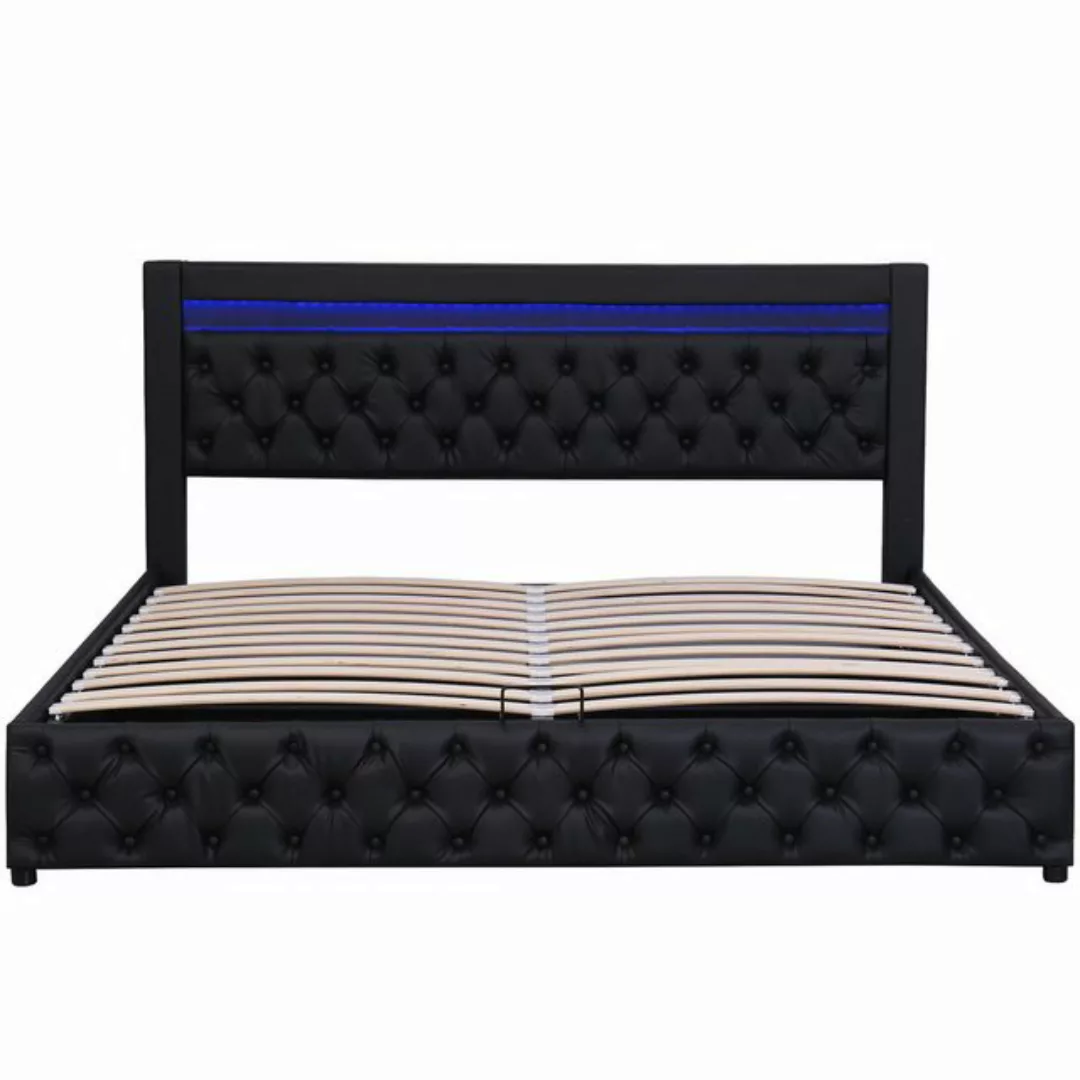 Gotagee Polsterbett Doppelbett 160x200cm Funktionsbett mit LED mit Stauraum günstig online kaufen