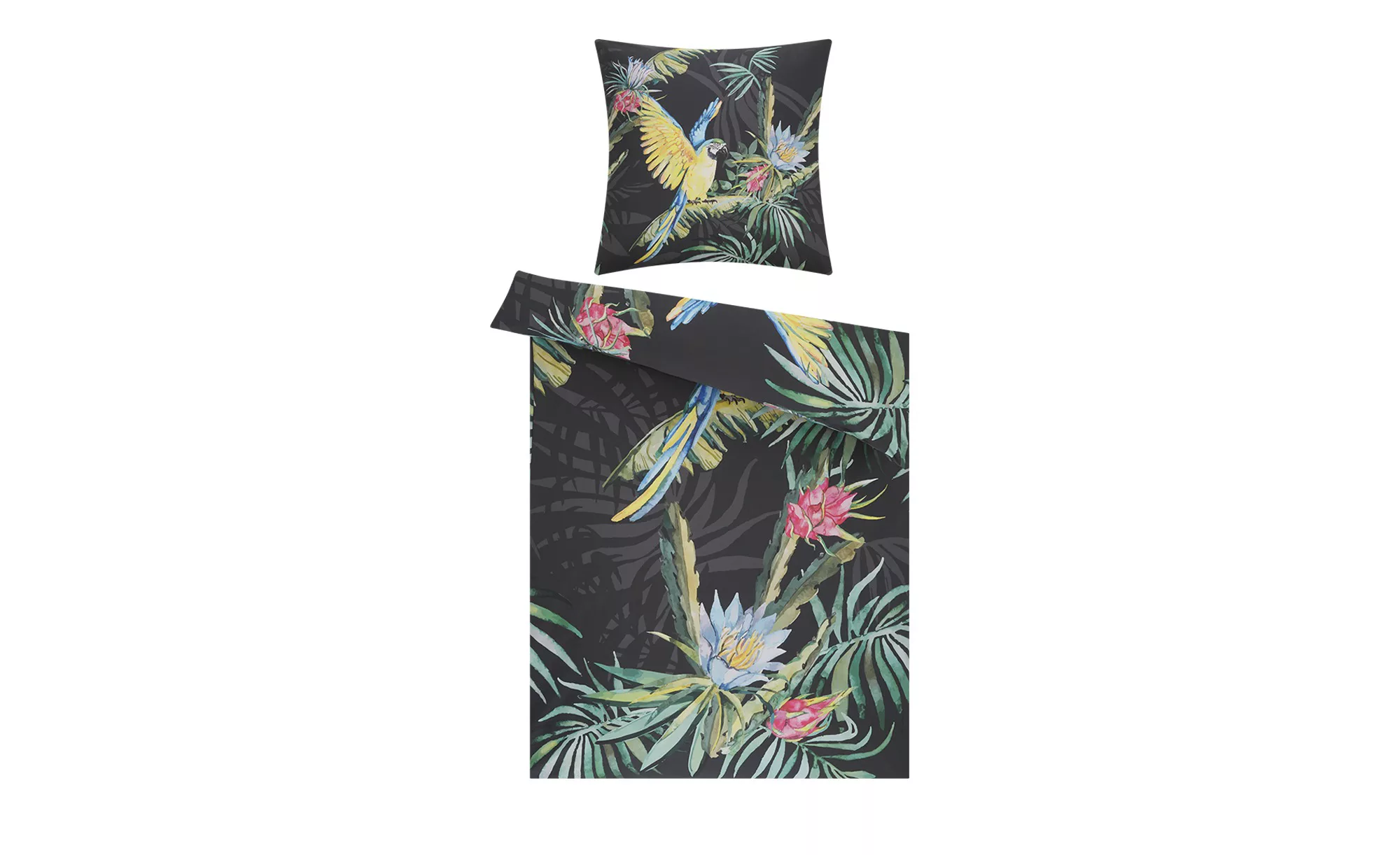 indigo Mako-Satin Bettwäsche  Tropical Flowers dark ¦ mehrfarbig ¦ Maße (cm günstig online kaufen