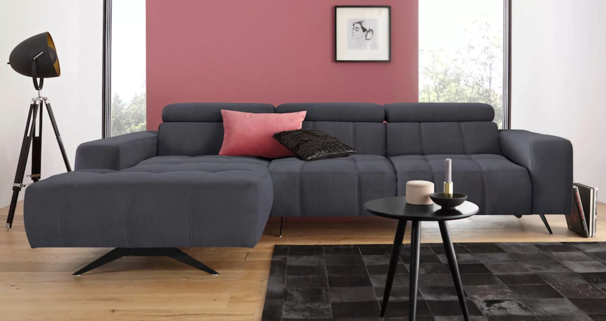 DOMO collection Ecksofa "Trento L-Form", wahlweise mit Kopfteilverstellung, günstig online kaufen