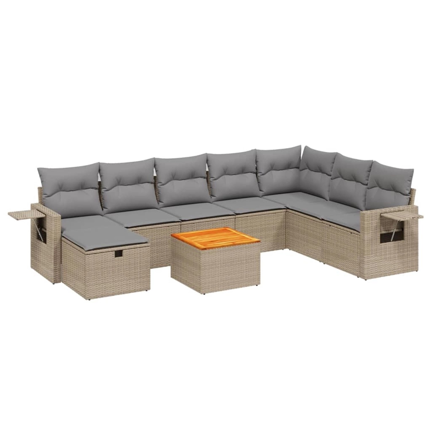 vidaXL 9-tlg Garten-Sofagarnitur mit Kissen Beige Poly Rattan Modell 130 günstig online kaufen