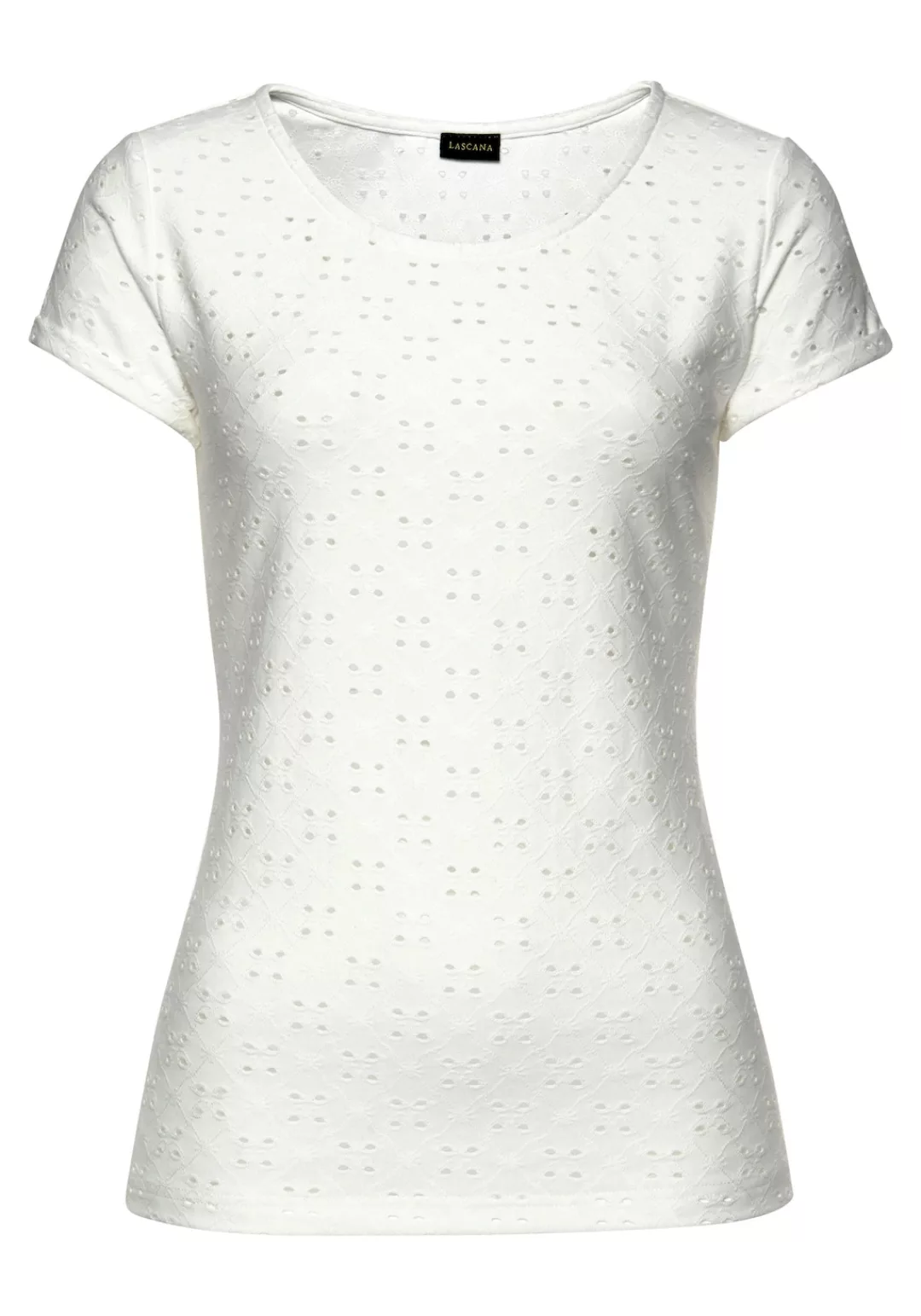 LASCANA Strandshirt mit Lochstickerei, T-Shirt, Kurzarmshirt, Basic günstig online kaufen