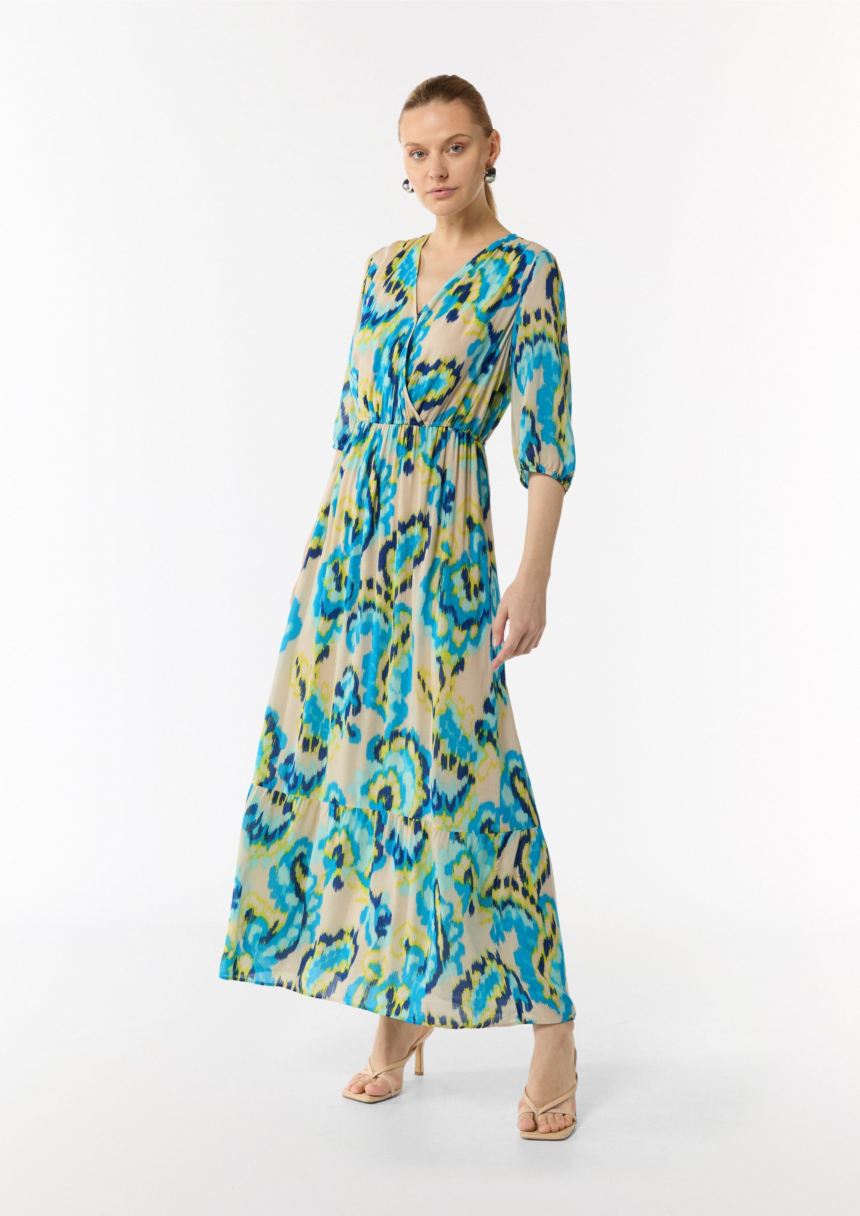 Comma Maxikleid Gemustertes Maxikleid mit V-Ausschnitt günstig online kaufen