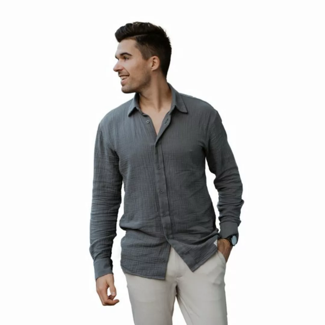 hutch&putch Langarmhemd Musselin Herrenhemd - Business Casual Freizeit - 10 günstig online kaufen