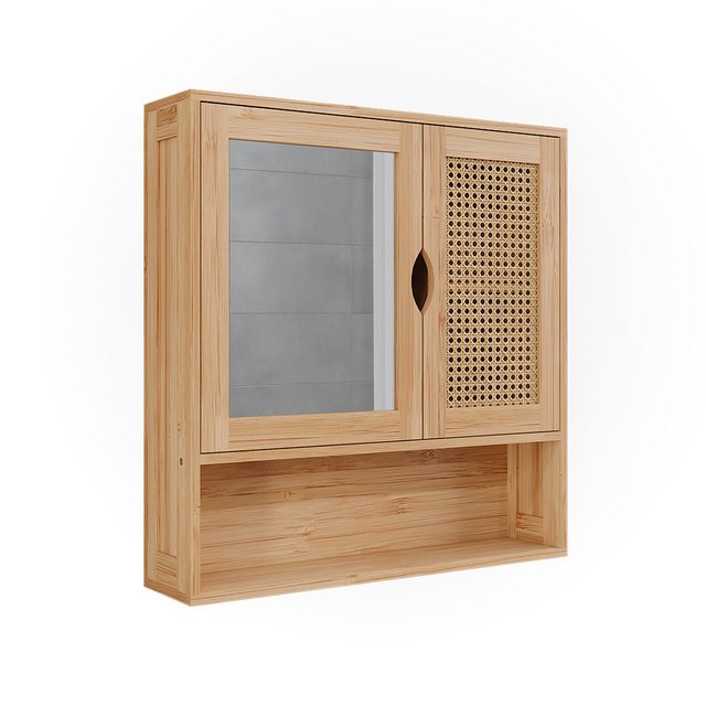 Vicco Badezimmerspiegelschrank Liora, Bambus/Rattan, 56 x 58 cm mit Spiegel günstig online kaufen