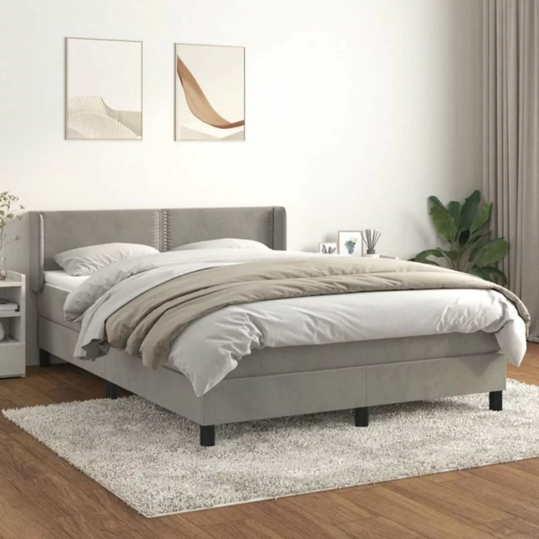 Vidaxl Boxspringbett Mit Matratze Hellgrau 140x200 Cm Samt günstig online kaufen