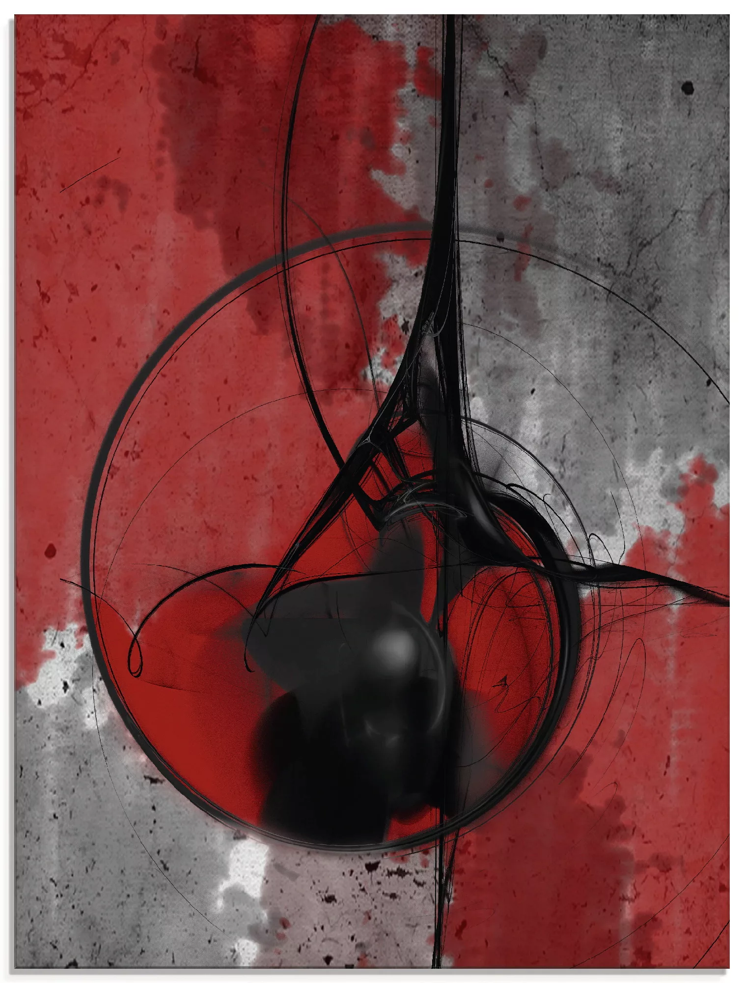 Artland Glasbild "Abstrakt in rot und schwarz", Gegenstandslos, (1 St.) günstig online kaufen