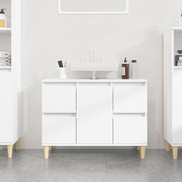 Vidaxl Waschbeckenunterschrank Hochglanz-weiß 80x33x60cm Holzwerkstoff günstig online kaufen