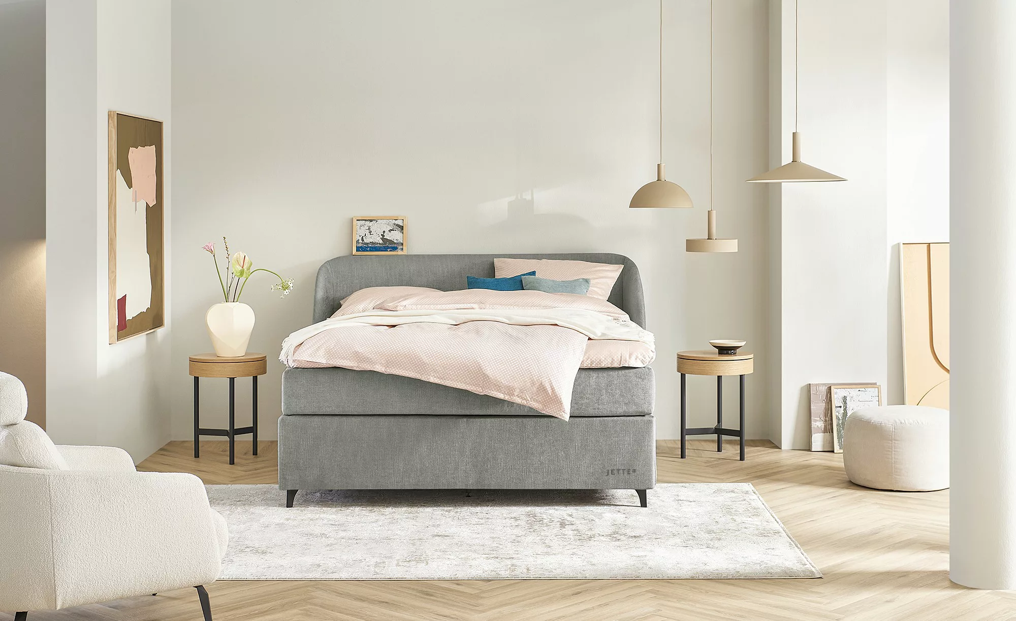 Jette Home Boxspringbett  Jette Embrace ¦ grau ¦ Maße (cm): B: 218 H: 126,5 günstig online kaufen