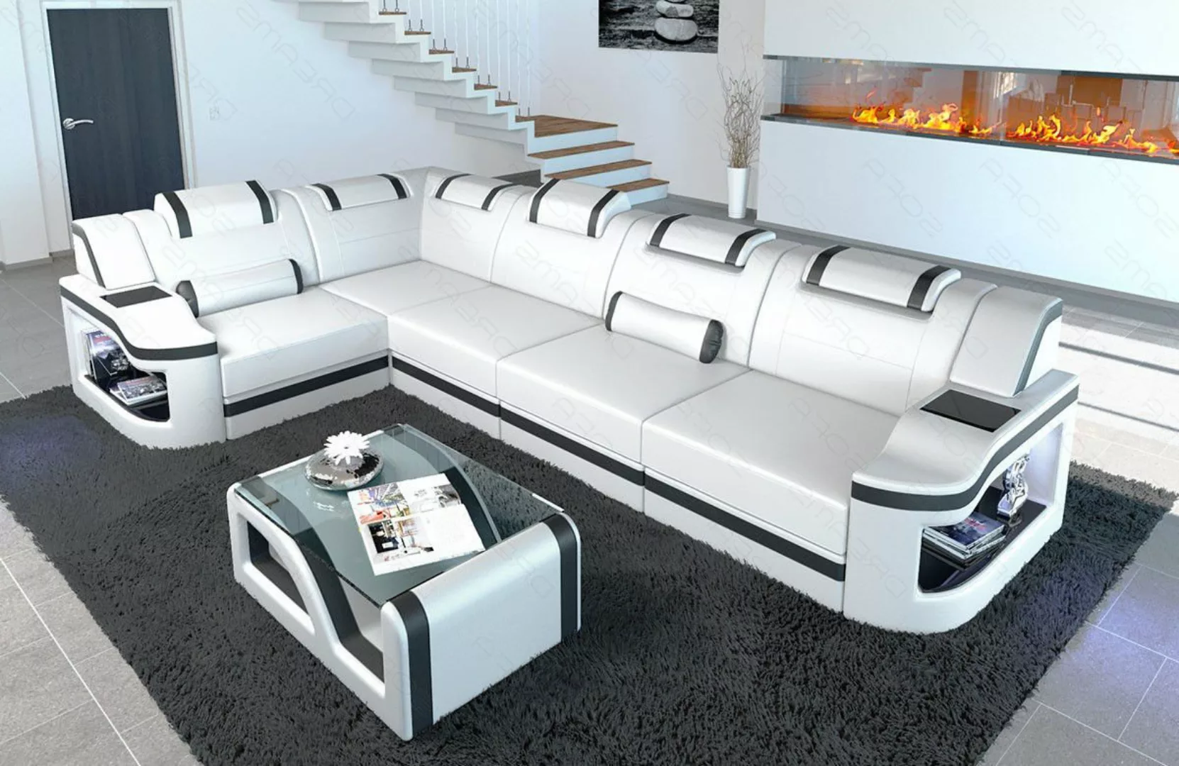 Sofa Dreams Ecksofa Ledersofa Padua L Form Mini, Designersofa, Sofa mit Lic günstig online kaufen