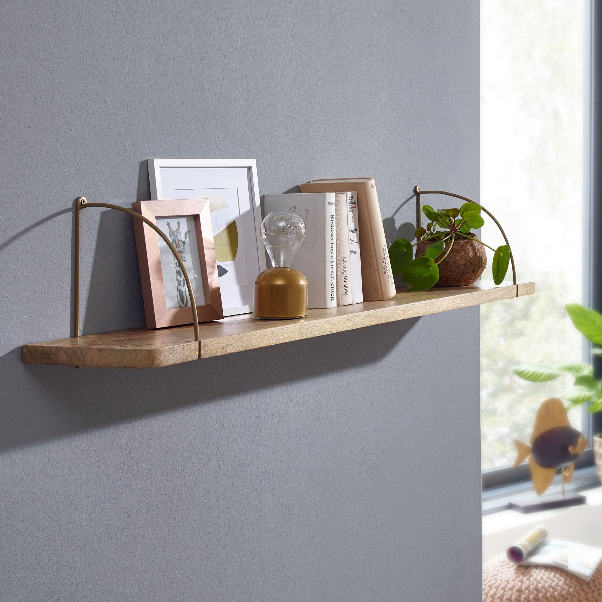 Wohnling Wandregal WL6.597, 100x25x22 cm Mango günstig online kaufen