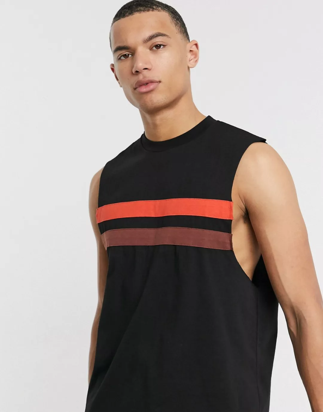 ASOS DESIGN – Legeres, ärmelloses T-Shirt mit tiefen Armausschnitten und Ko günstig online kaufen