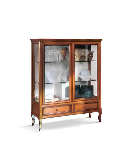 Xlmoebel Vitrine Holzvitrine mit Glasfront Echtholzschrank für das Wohnzimm günstig online kaufen