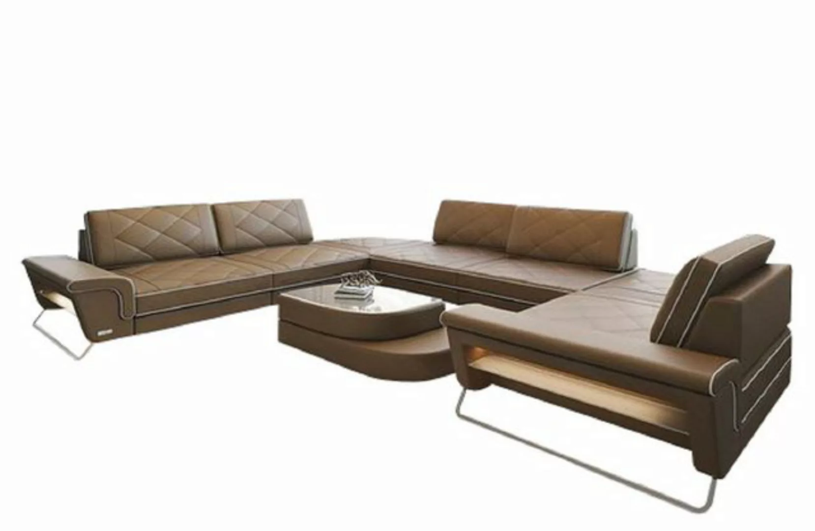 Sofa Dreams Sofa Design Ledersofa Rotello U Form Luxus Leder Sofa, Couch wa günstig online kaufen