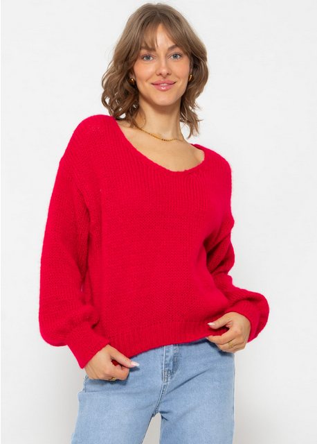 SASSYCLASSY Strickpullover Lässiger Pullover mit V-Ausschnitt Oversize Pull günstig online kaufen