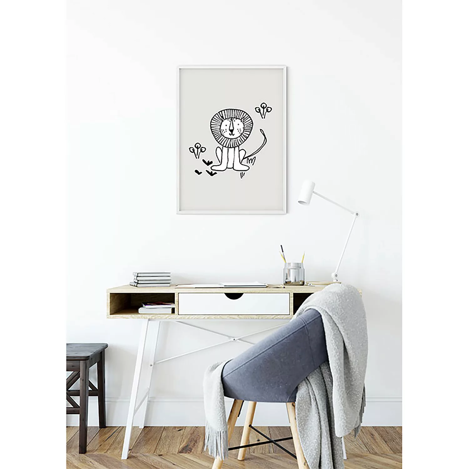 KOMAR Wandbild - Scribble Lion - Größe: 50 x 70 cm mehrfarbig Gr. one size günstig online kaufen