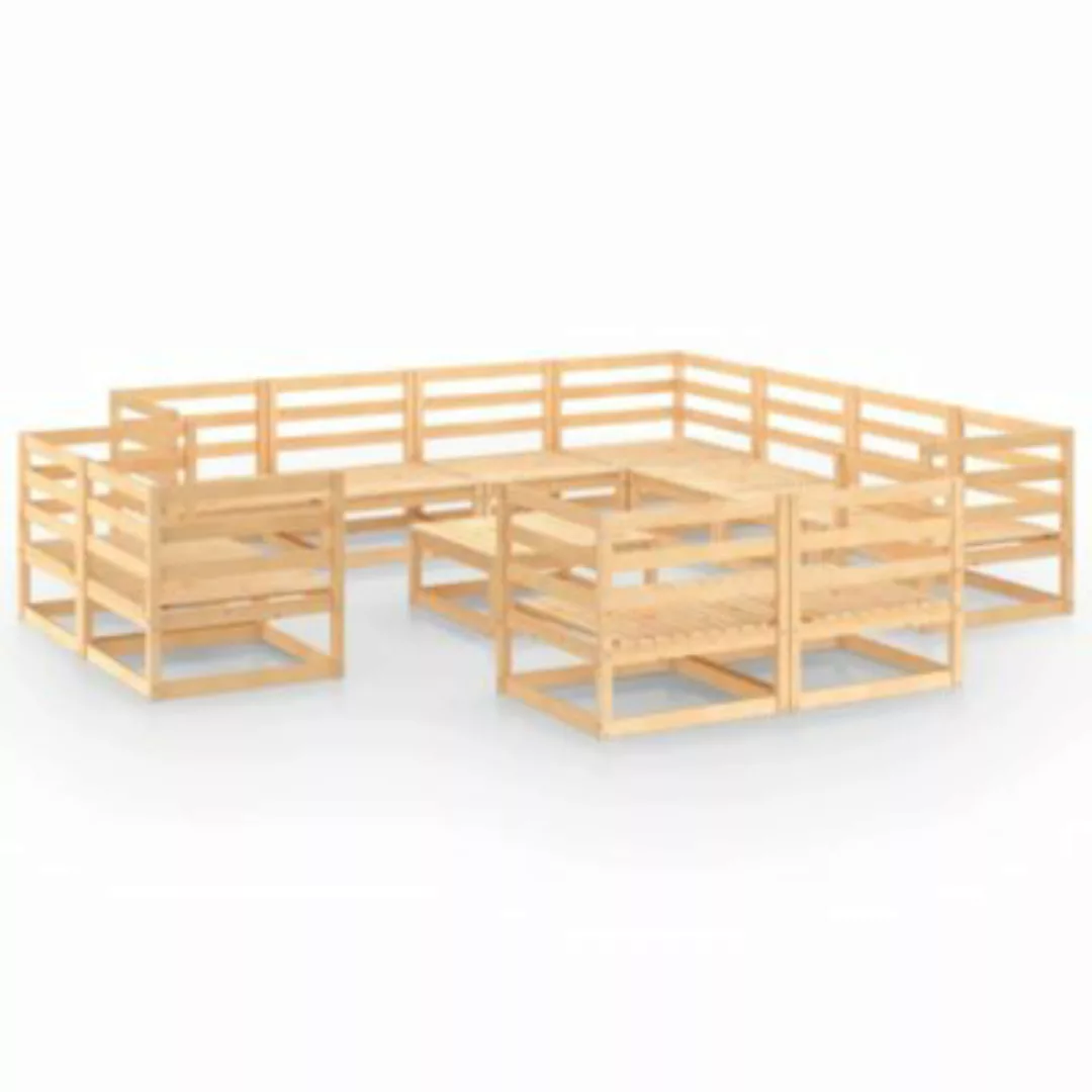 vidaXL 12-tlg. Garten-Lounge-Set Massivholz Kiefer Gartenmöbel-Set braun günstig online kaufen