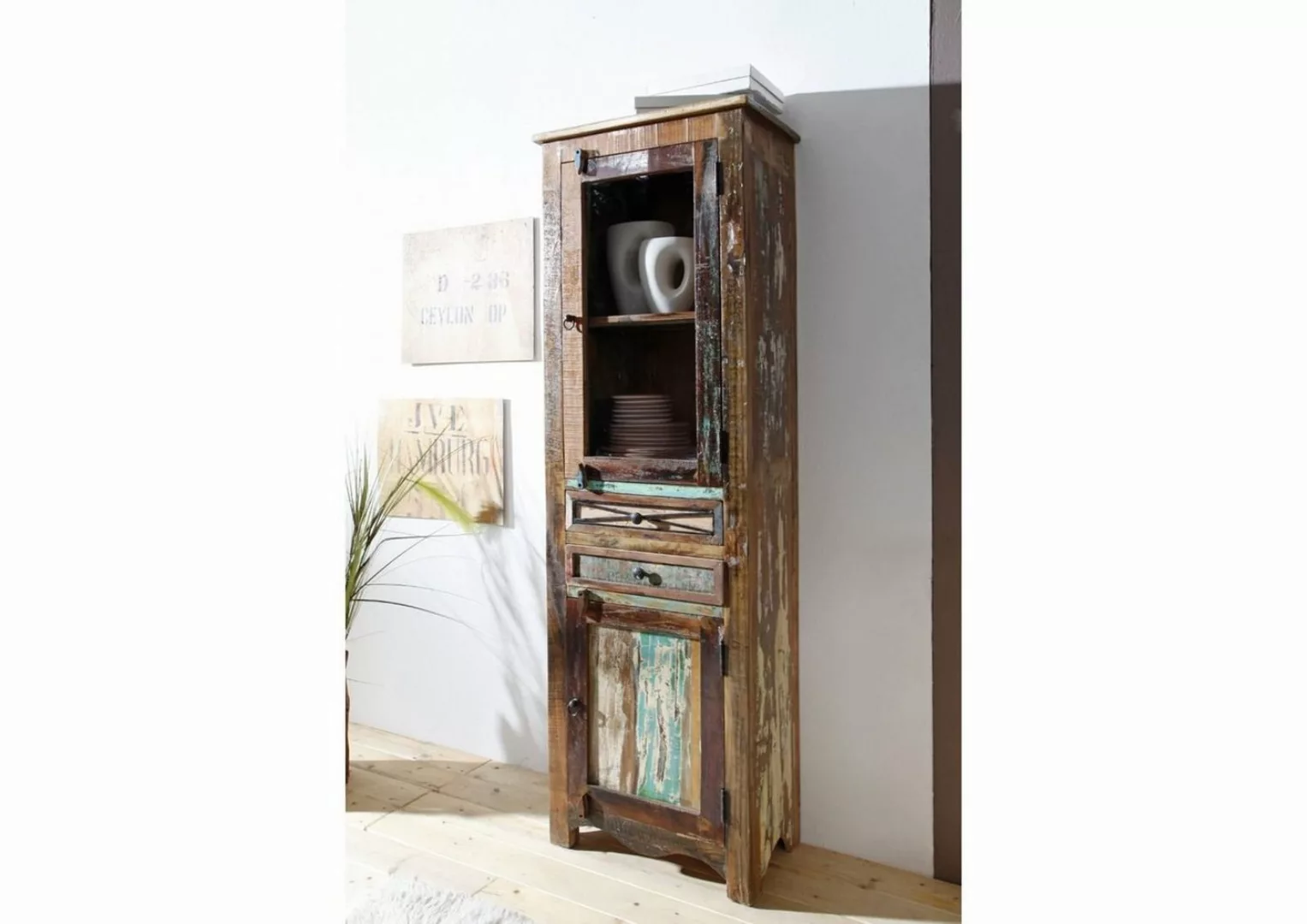 Massivmoebel24 Dreh-/Schwebetürenschrank (Schrank Altholz 90x38x175 mehrfar günstig online kaufen