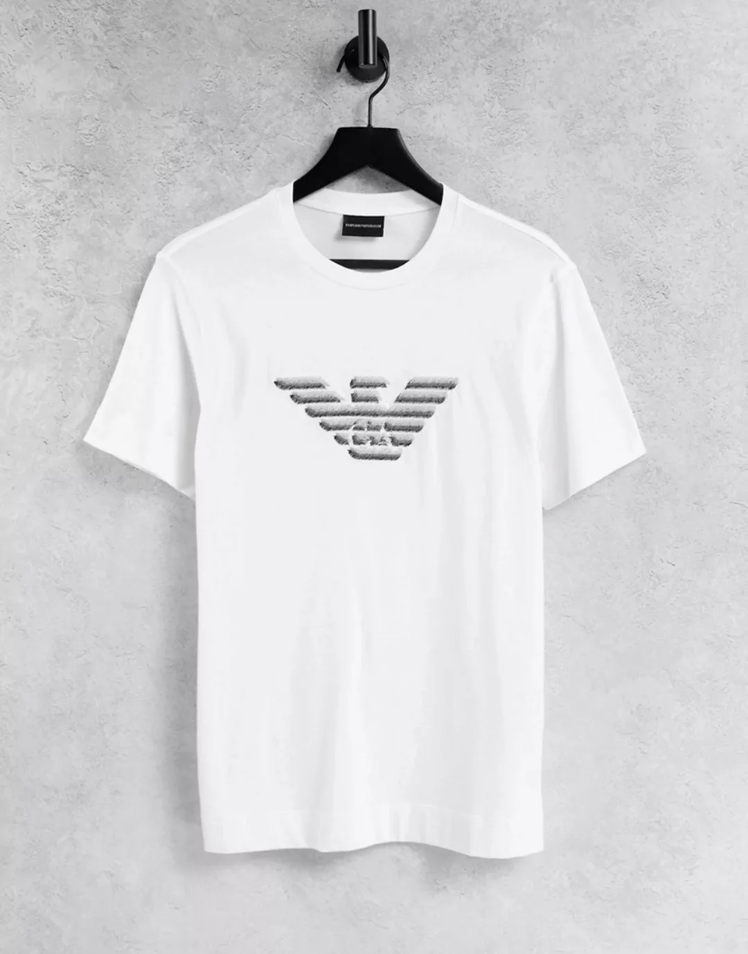 Emporio Armani ‑ T-Shirt mit Adlerlogo auf der Brust in Weiß günstig online kaufen