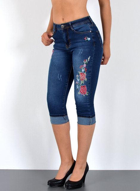 ESRA Caprijeans J374 Damen Capri Jeans High Waist, bis Übergröße / Plussize günstig online kaufen