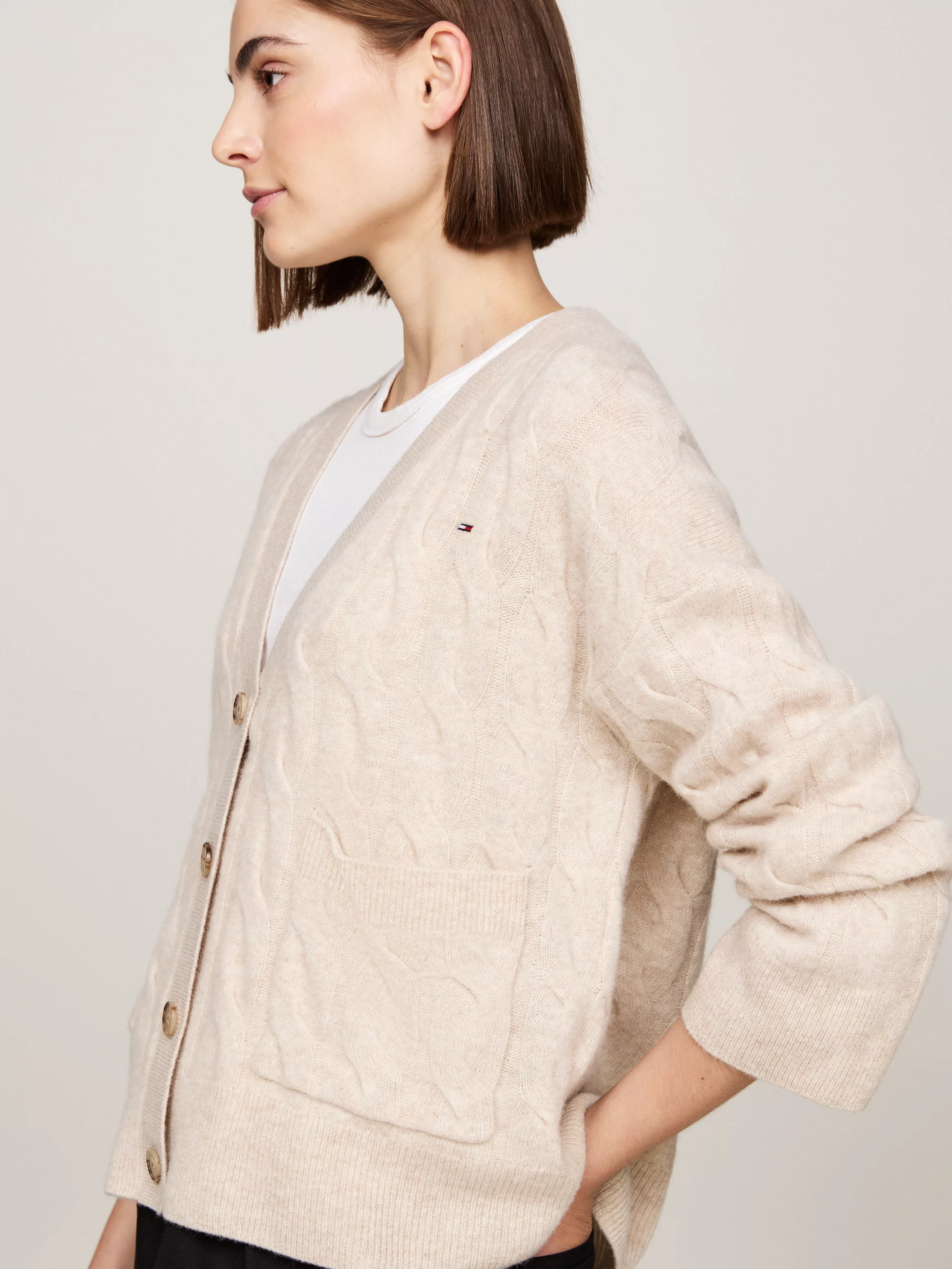 Tommy Hilfiger Strickjacke SOFT WOOL CABLE CARDIGAN mit Zopfmuster, Premium günstig online kaufen