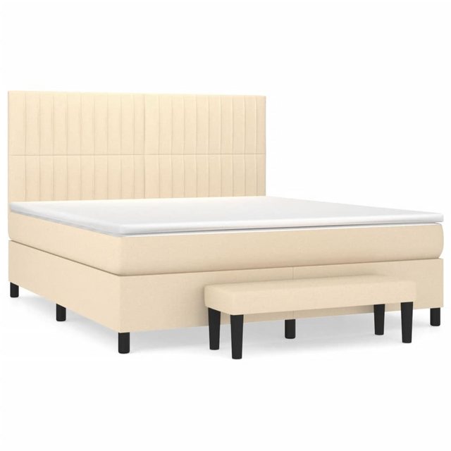 vidaXL Boxspringbett Boxspringbett mit Matratze Creme 160x200 cm Stoff Bett günstig online kaufen