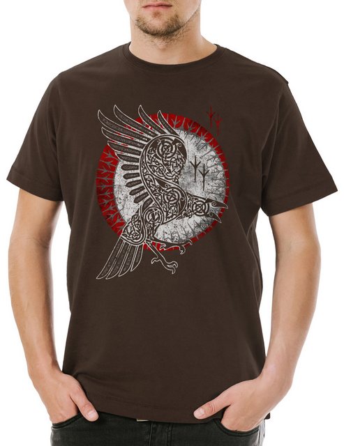 Urban Backwoods Print-Shirt Norse Raven Herren T-Shirt Runes Wikinger Raben günstig online kaufen